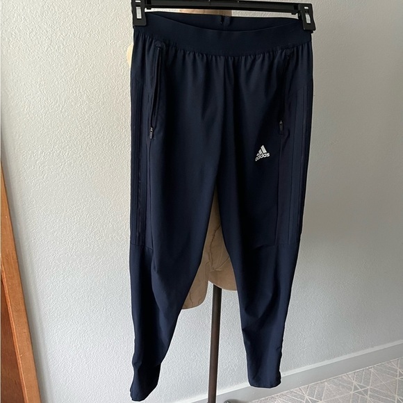adidas Pants - ADIDAS sz S Navy Blue Pants DX9149 3 Stripes Elastic Waist Ankle Zipper